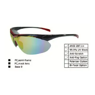 Hot Sale Mirror Anti Scratch UV400  Polarized Sport Safety Glasses
